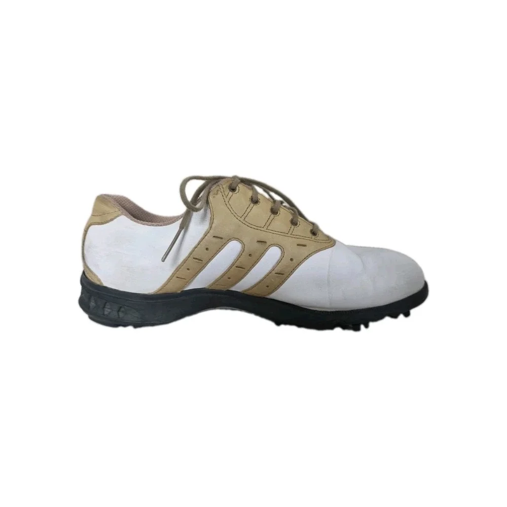 Adidas Z-Traxion Mens Golf Shoes Size 10 - White/Tan Leather Cleats (Beginner/Be